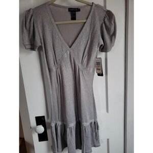 RAMPAGE Woman METALLIC Rayon + Lurex Gray DRESS  short‎ sleeves Small